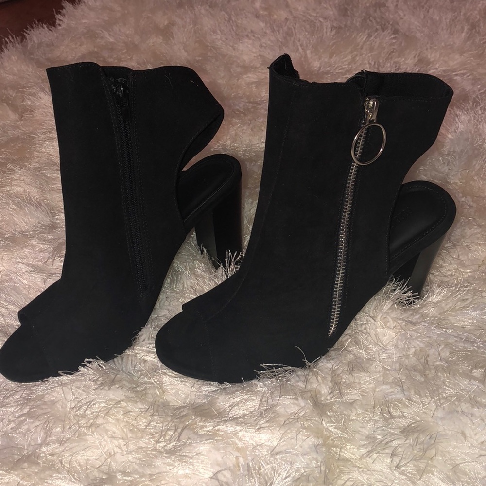 Peep Toe Black Booties